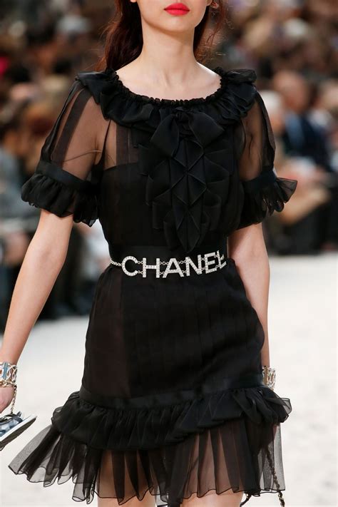 chanel long black dress rtw ss 2019|Chanel fashion week.